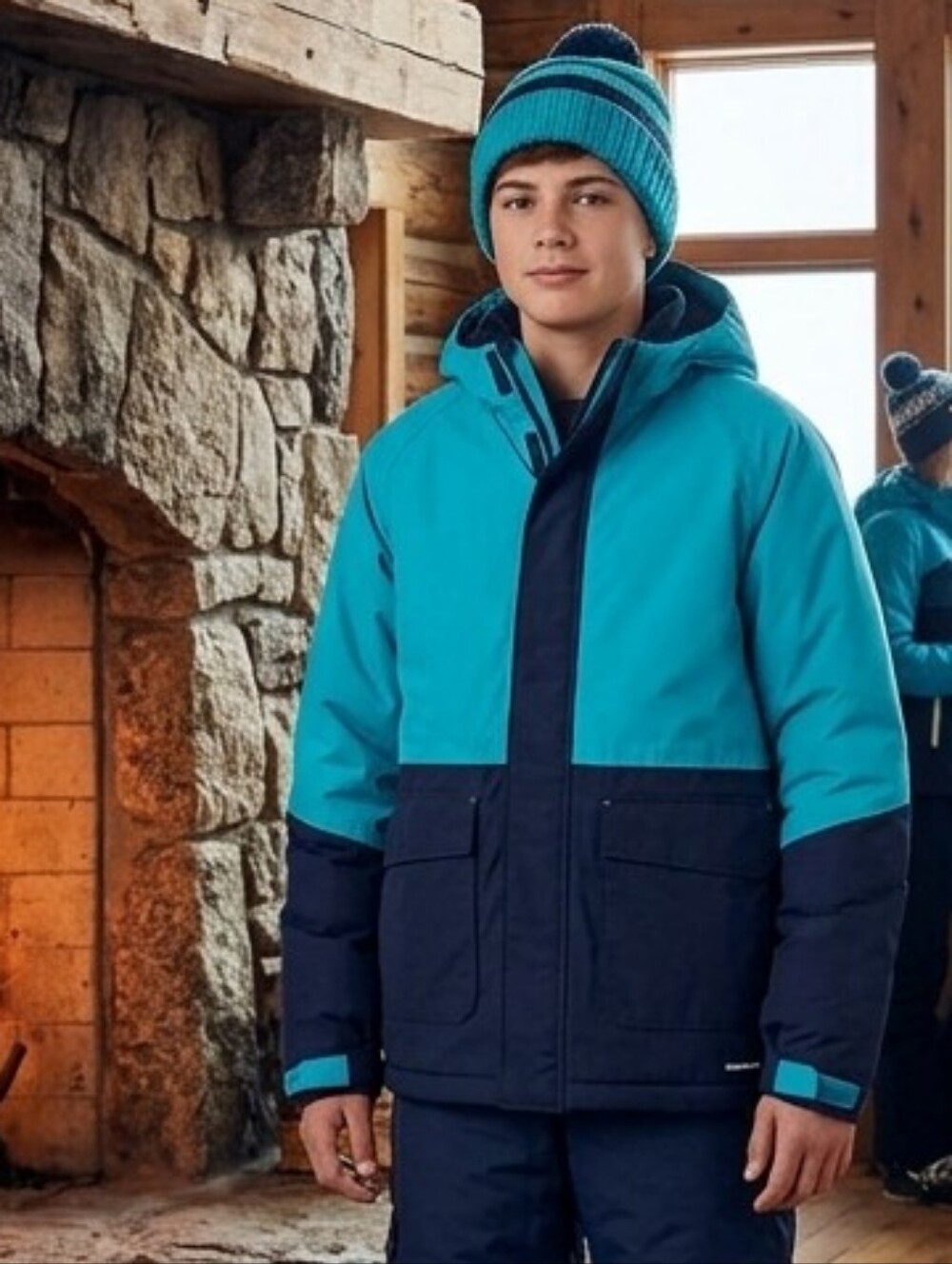 507 Lands' End Boys Squall Waterproof Winter Jacket Blue Colorblock Size XL 16